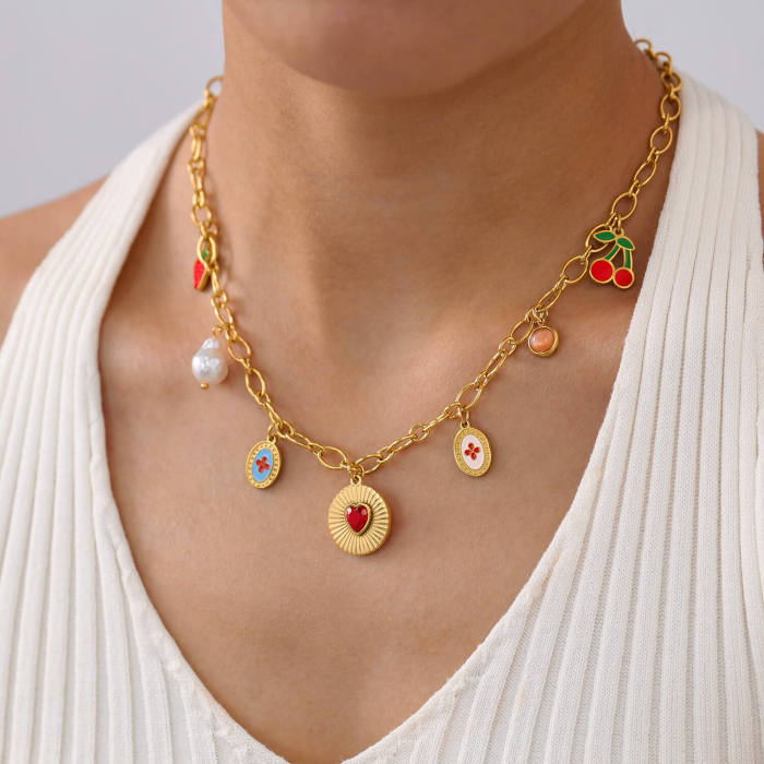 Wholesale Stainless Steel Creative Fruit Necklace