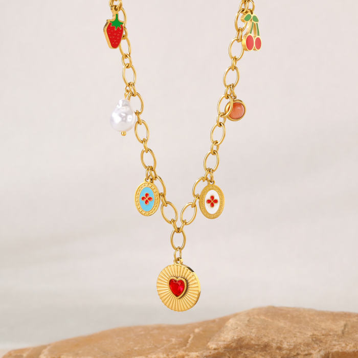 Wholesale Stainless Steel Creative Fruit Necklace