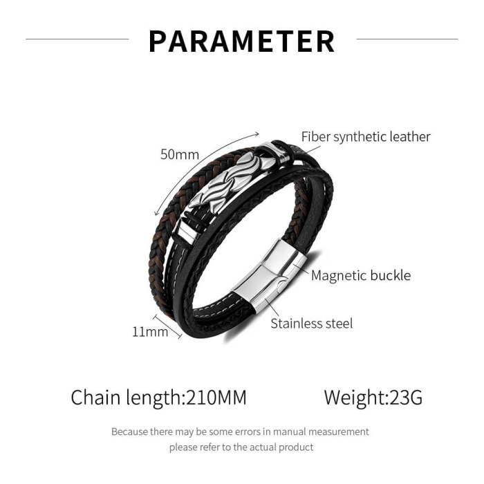 Wholesale Mens Stainless Steel Leather Bracelets