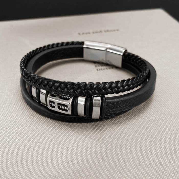Wholesale Leather Bracelet with Steel Beads