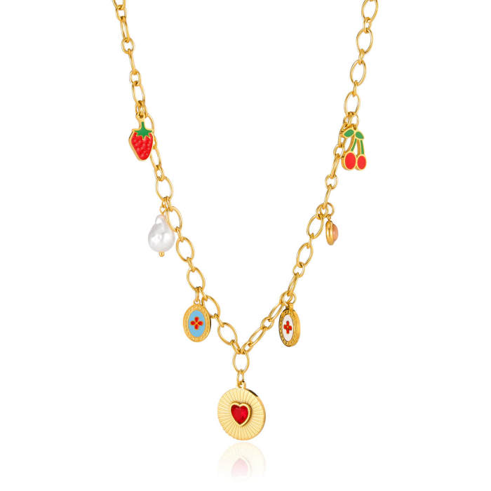 Wholesale Stainless Steel Creative Fruit Necklace