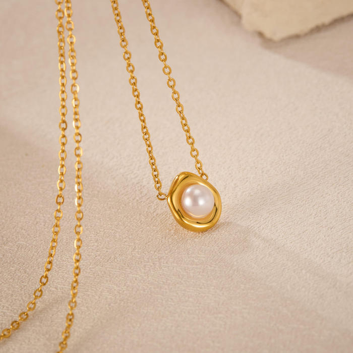 Wholesale Stainless Steel Pearls Clavicle Necklace