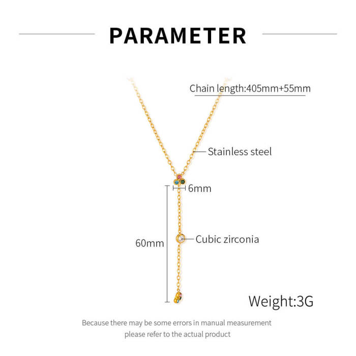 Wholesale Stainless Steel Colorful CZ Necklaces