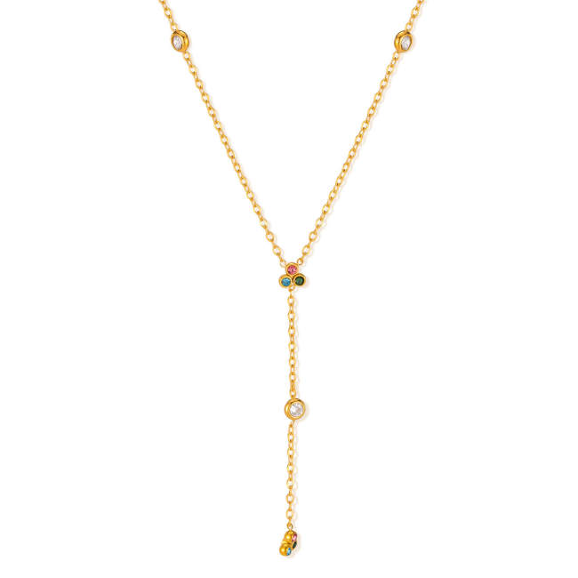 Wholesale Stainless Steel Colorful CZ Necklaces