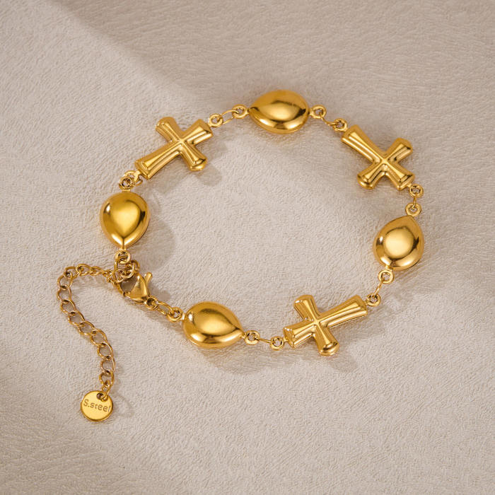 Wholesale Stainless Steel Water Drop Cross Bracelet