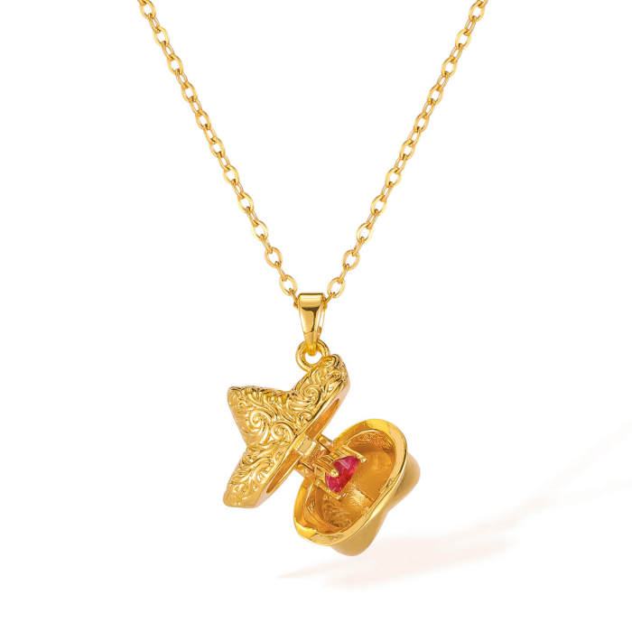Wholesale Red CZ in Copper Star Necklace