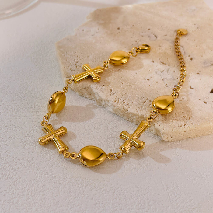 Wholesale Stainless Steel Water Drop Cross Bracelet