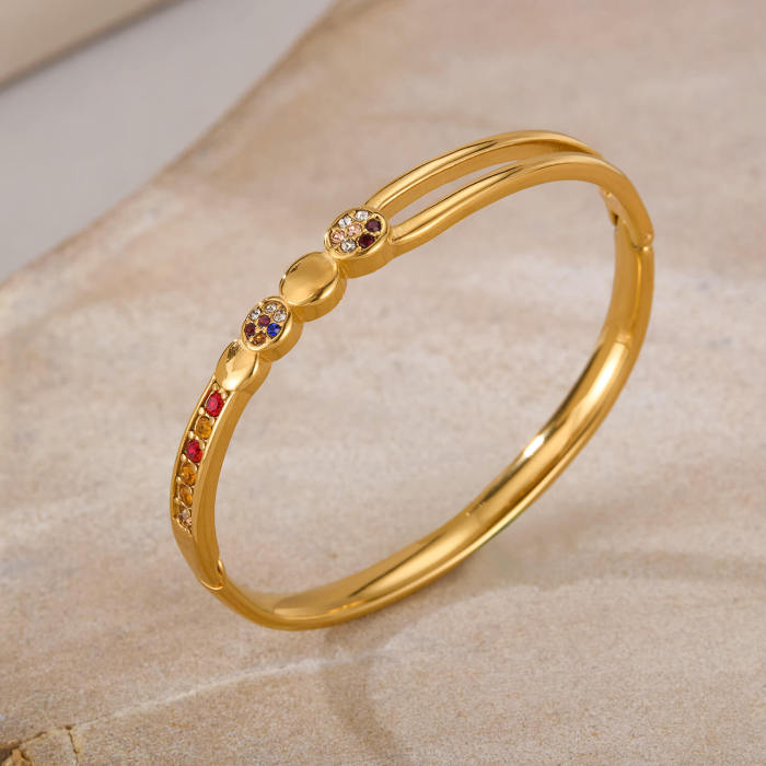 Wholesale Stainless Steel Colored CZ Bangle