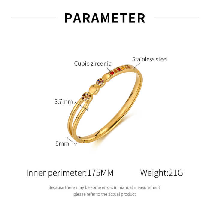 Wholesale Stainless Steel Colored CZ Bangle