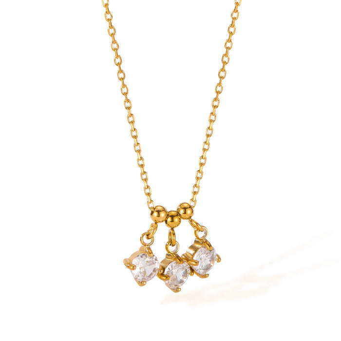 Wholesale Stainless Steel Gold Zirconia Necklace