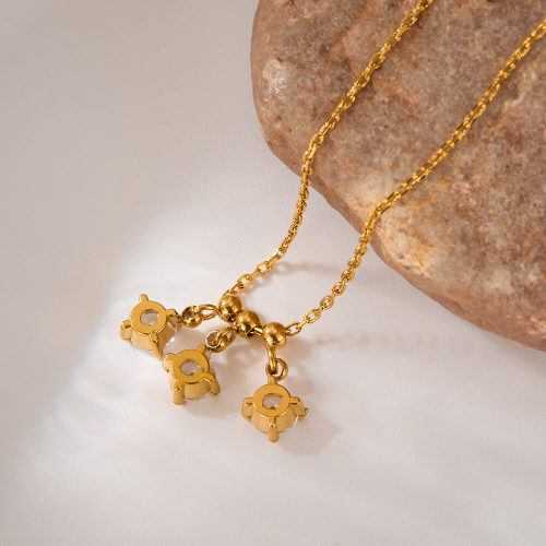 Wholesale Stainless Steel Gold Zirconia Necklace