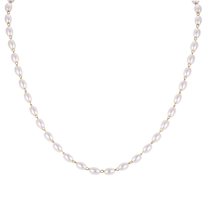 Wholesale Stainless Steel Imitation Pearl Necklace