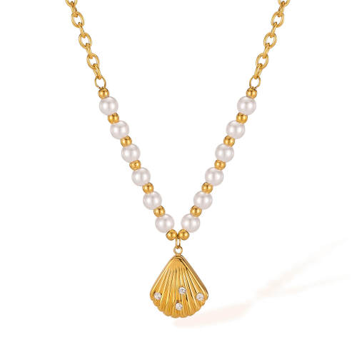 Wholesale Stainless Steel Shell Pearl Necklace