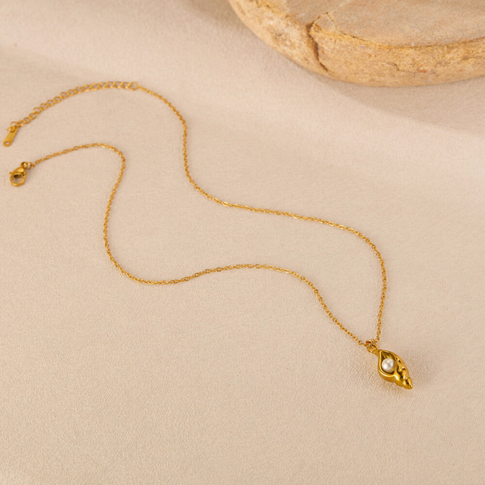 Wholesale Stainless steel Conch Pearl Necklace