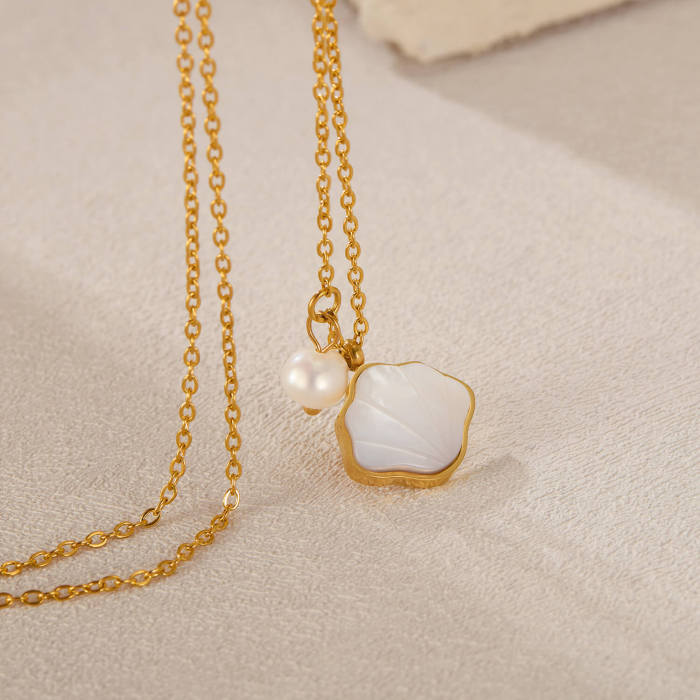 Wholesale Stainless Steel Seashell Pearl Necklace