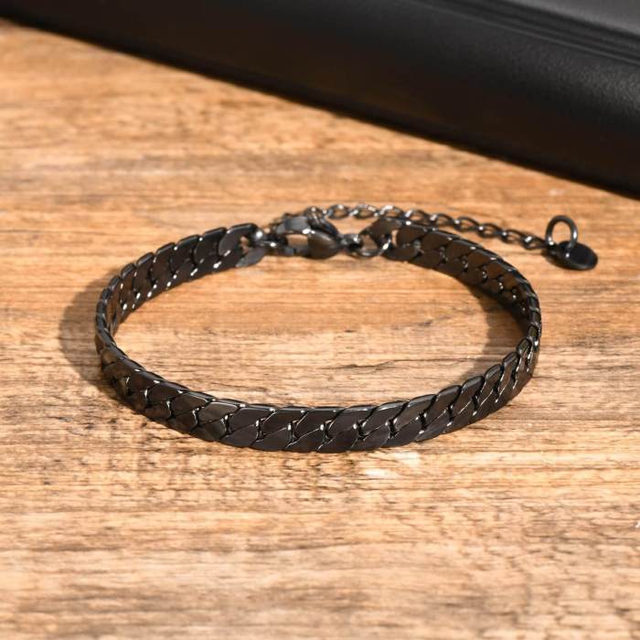 Wholesale Stainless Steel Flat NK Chain Bracelet