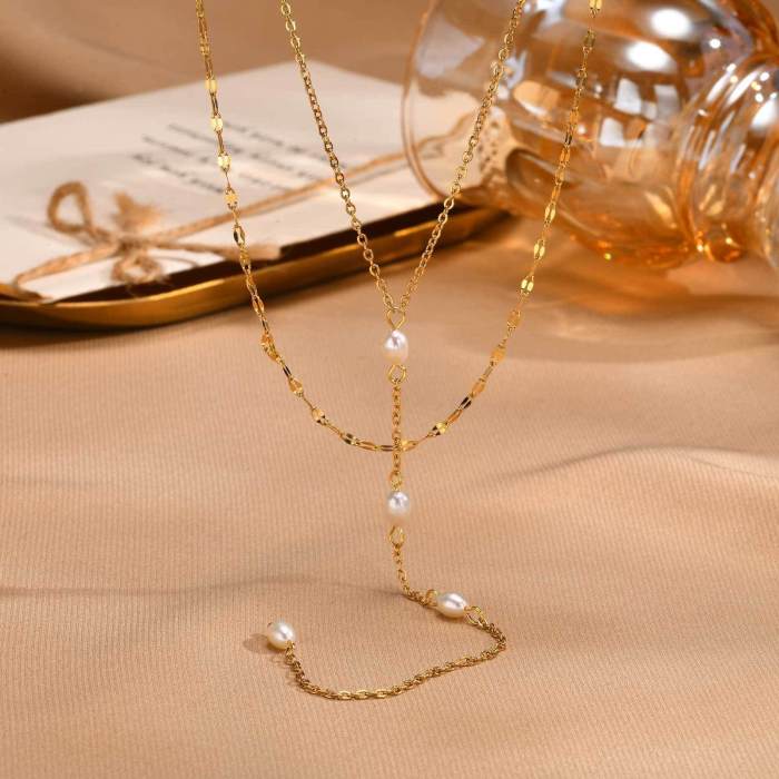Wholesale Stainless Steel Imitation Pearl Necklace