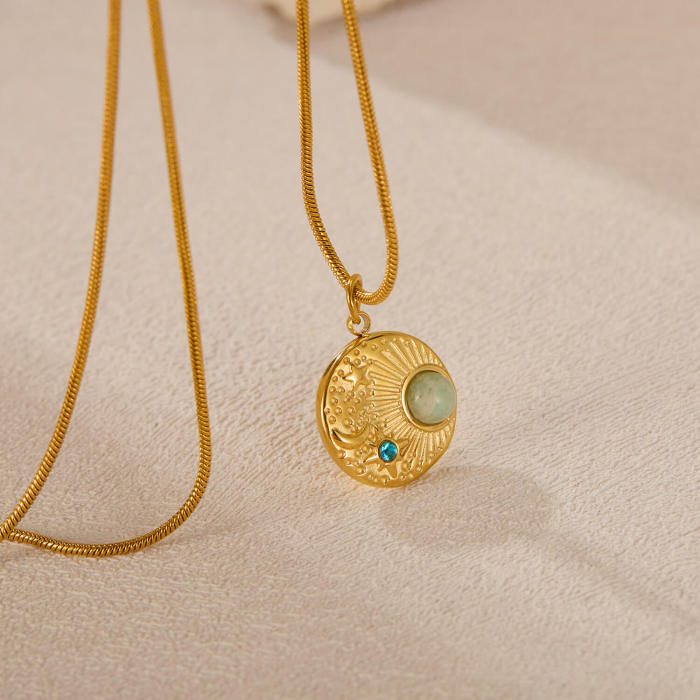 Wholesale Stainless Steel Star and Moon Necklace