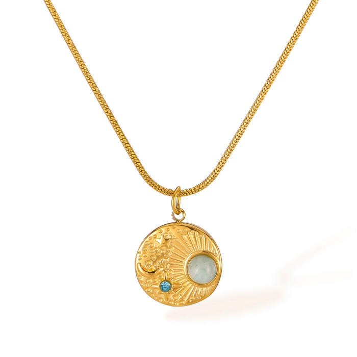 Wholesale Stainless Steel Star and Moon Necklace