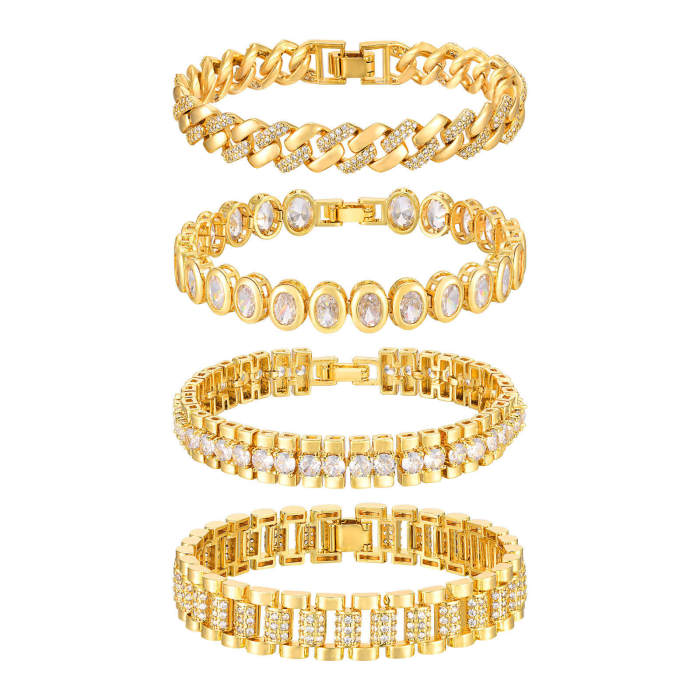 Wholesale Copper Zirconia Golden Bracelet