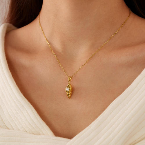 Wholesale Stainless steel Conch Pearl Necklace