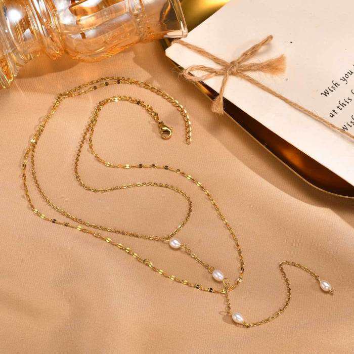 Wholesale Stainless Steel Imitation Pearl Necklace