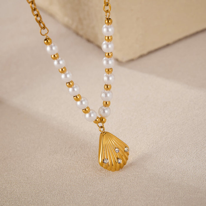 Wholesale Stainless Steel Shell Pearl Necklace
