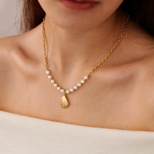 Wholesale Stainless Steel Shell Pearl Necklace