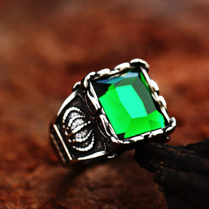 Wholesale Men's Stainless Steel Crown Stone Ring