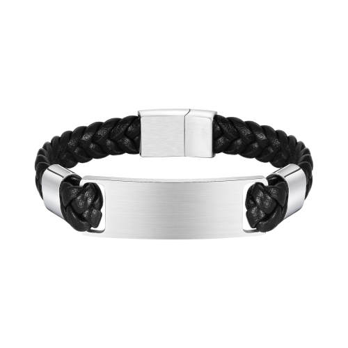 Wholesale Stainless Steel Plate Leather Bracelet