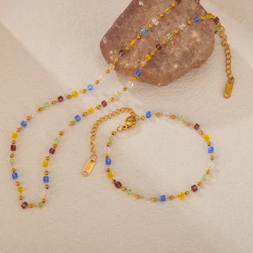 Wholesale Dopamine Colored Glass Stone Necklace