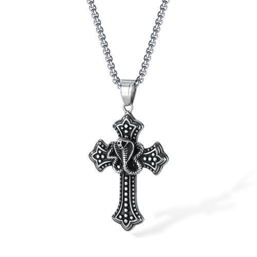 Wholesale Stainless Steel Cross Cobra Necklace