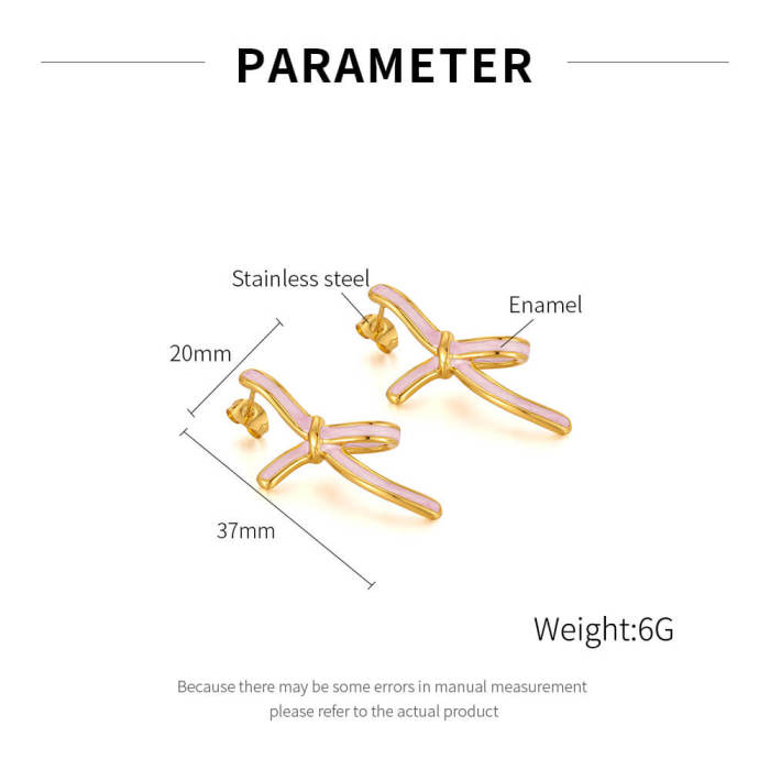 Wholesale Stainless Steel Ribbon Bow Earrings