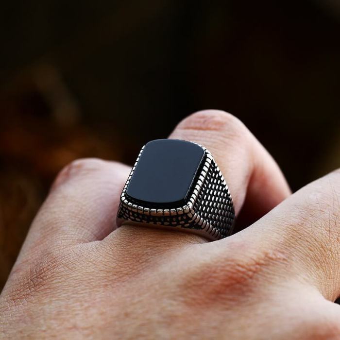Wholesale Stainless Steel Black Stone Rings