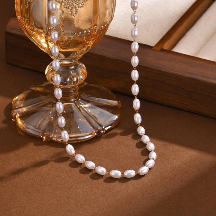 Wholesale Stainless Steel Imitation Pearl Necklace
