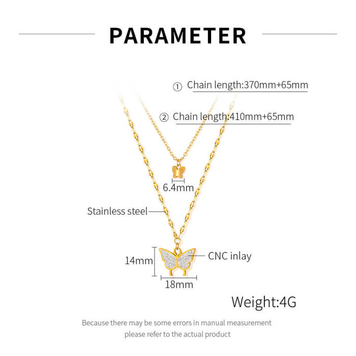 Wholesale Stainless Steel CZ Butterfly Necklace