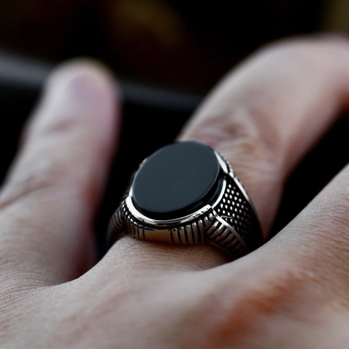Wholesale Stainless Steel Black Onyx Ring