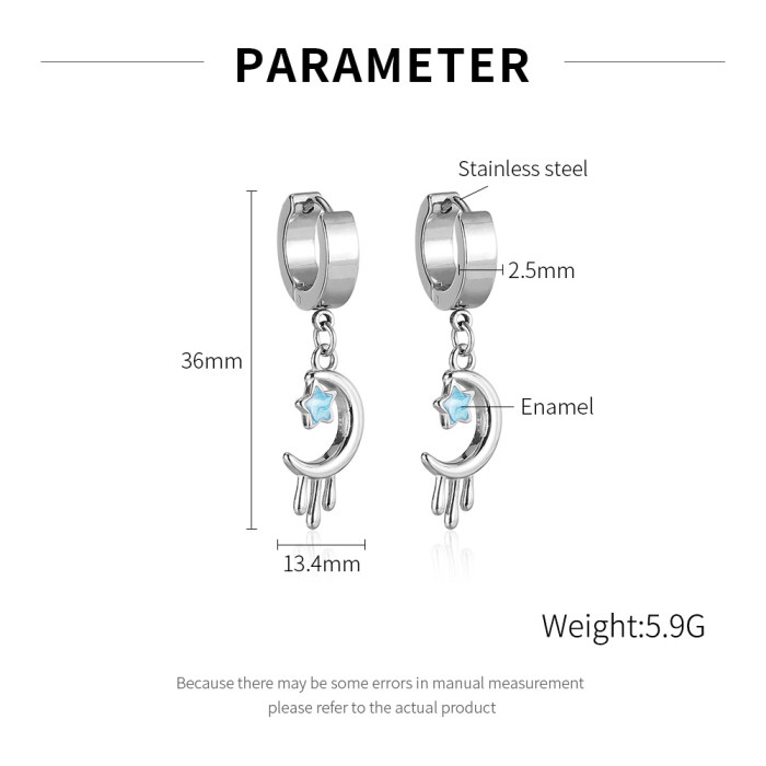 Wholesale Stainless Steel Star and Moon Earrings