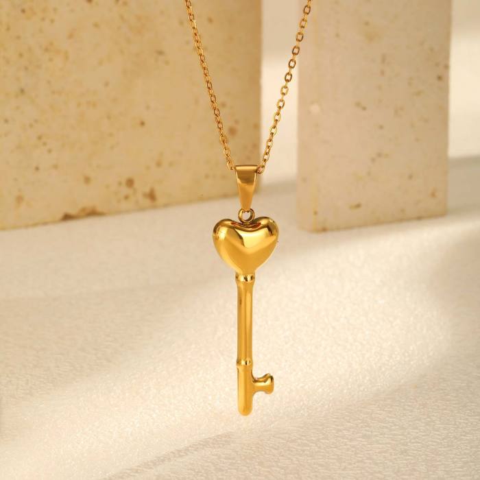 Wholesale Stainless Steel Key Pendant Necklaces