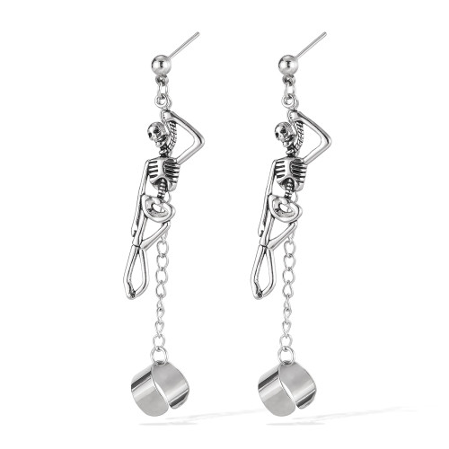 Wholesale Stainless Steel Skull Earrings Clip