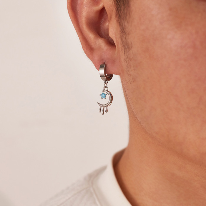 Wholesale Stainless Steel Star and Moon Earrings