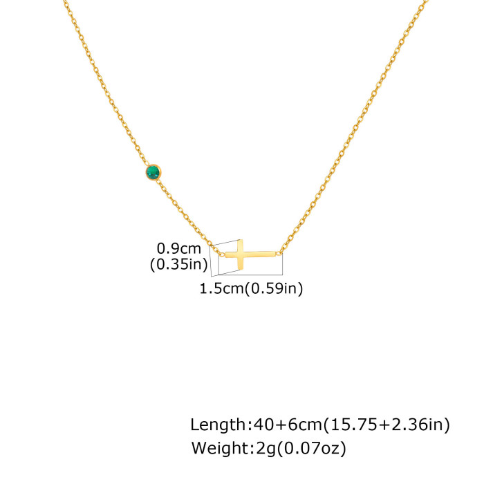 Wholesale Stainless Steel Cross Birthstone Necklace