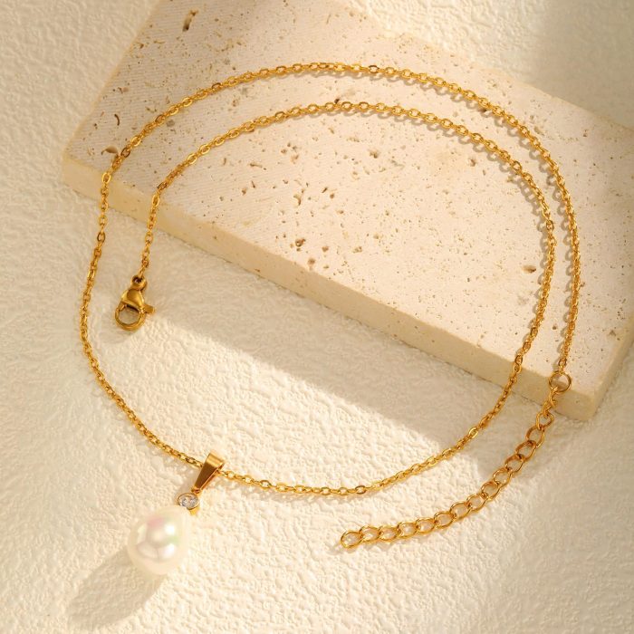 Wholesale Stainless Steel Imitation Pearl Pendant