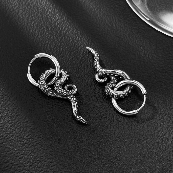 Wholesale Stainless Steel Octopus Beard Earrings