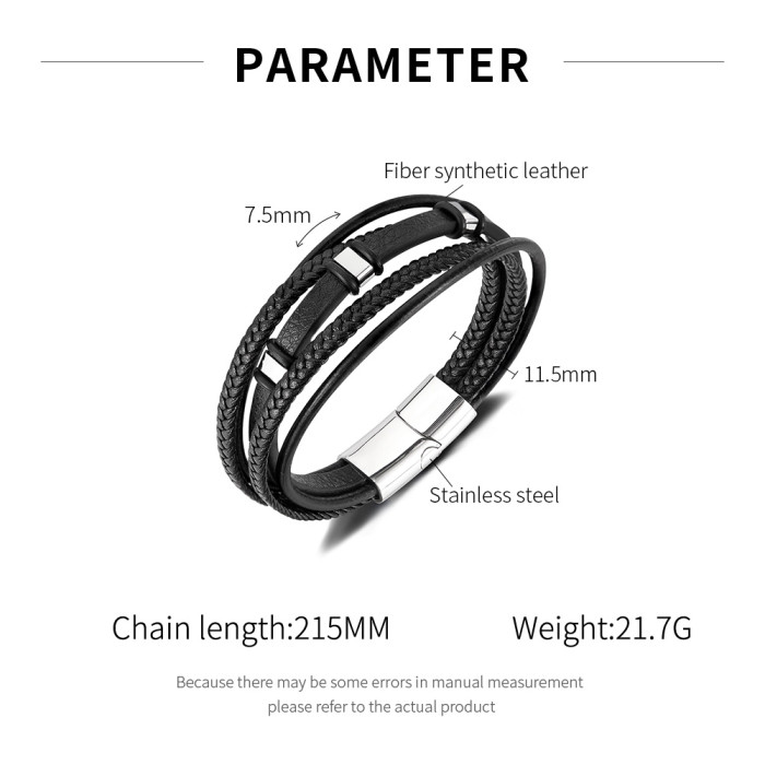 Wholesale Stainless Steel Minimalist Leather Bracelet