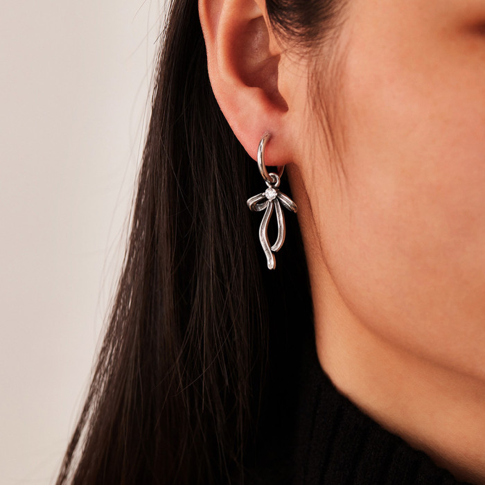 Wholesale Stainless Steel Ribbon Hoop Earrings