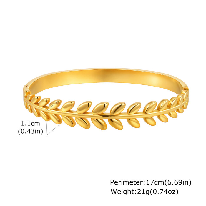 Wholesale Stainless Steel Leaf Open Bangle