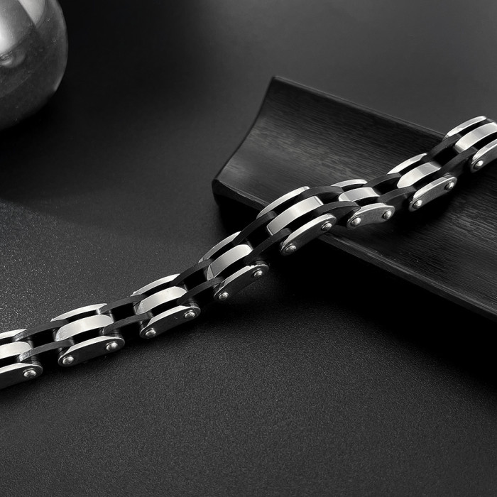 Wholesale Stainless Steel Silicone Chain Bracelet