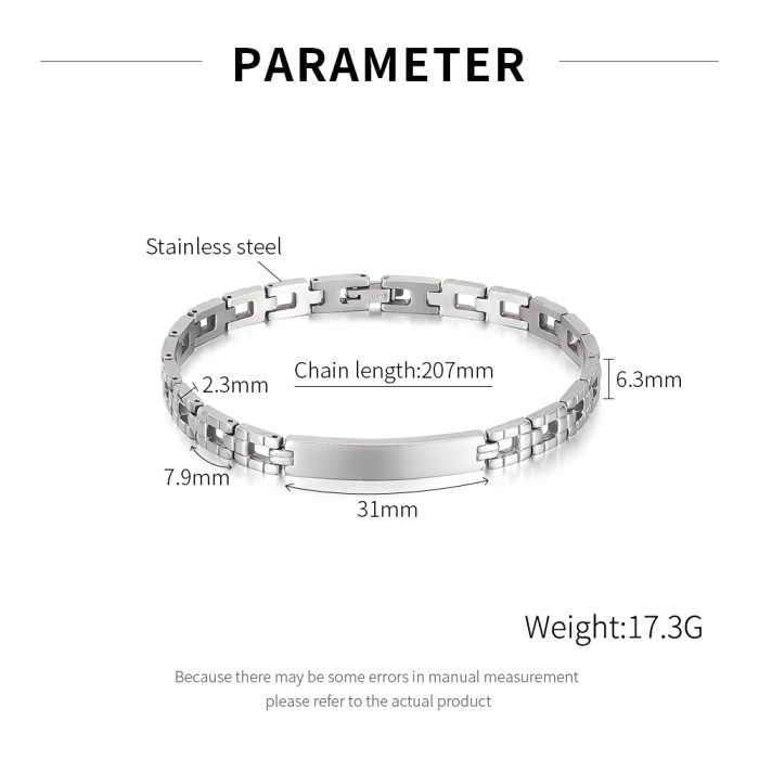 Wholesale Stainless Steel Engravable Bracelet for Men