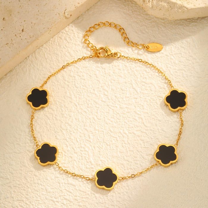 Wholesale Stainless Steel Leaf Flower Anklet